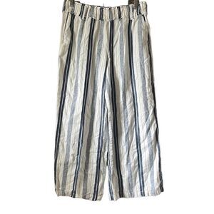 Striped Wide Leg Pants High‎ Waist Elastic Waistband Casual Trousers